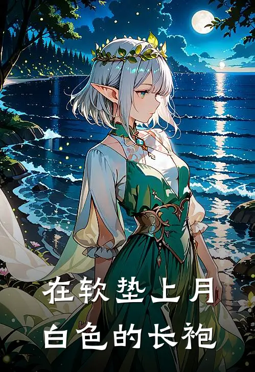 在软垫上月白色的长袍
